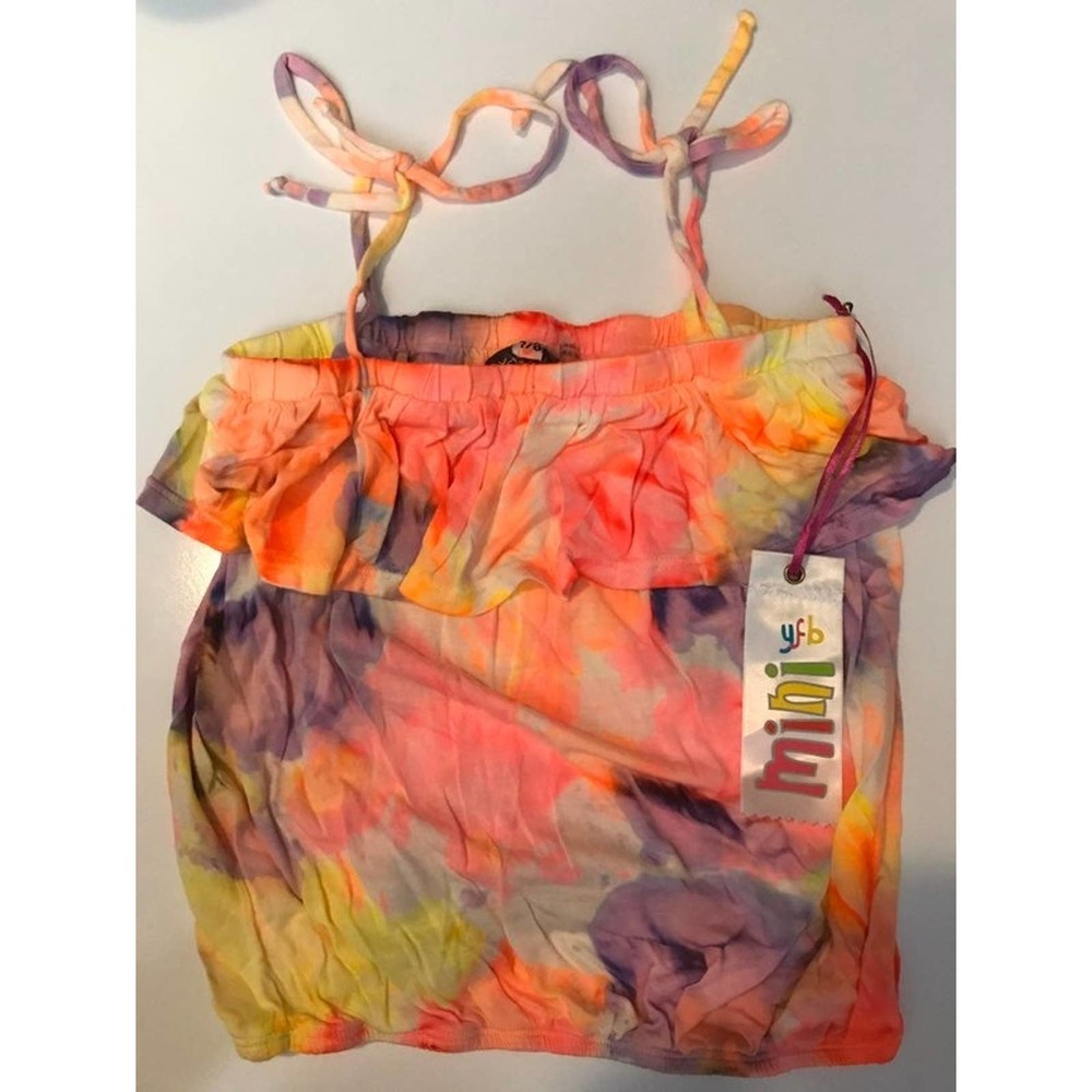 Young Fabulous & Broke tank top papaya, tie-dyed, elastic waist, girl si…